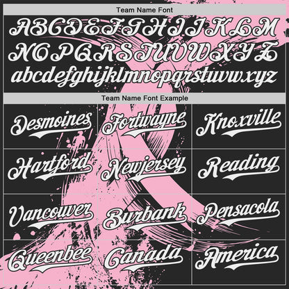 Custom Black White-Light Pink Breast Cancer Awareness Fight Pink Ribbon Authentic Baseball Jersey