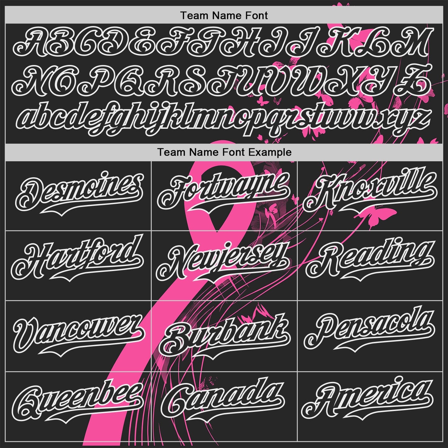 Custom Black Pink-White Breast Cancer Awareness Fight Pink Ribbon Butterfly Authentic Baseball Jersey