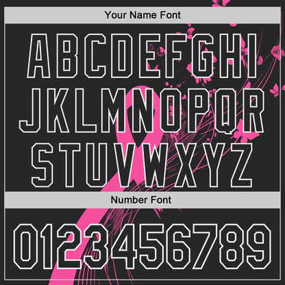 Custom Black Pink-White Breast Cancer Awareness Fight Pink Ribbon Butterfly Authentic Baseball Jersey