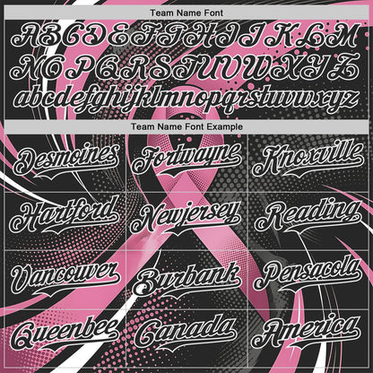 Custom Black Pink-White Breast Cancer Awareness Pink Ribbon Gradient Dot Authentic Baseball Jersey