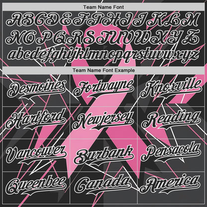 Custom Black Pink-White Breast Cancer Awareness Fight Pink Ribbon Authentic Baseball Jersey