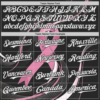 Custom Black White-Pink Breast Cancer Awareness Fight Pink Ribbon Wave Authentic Baseball Jersey