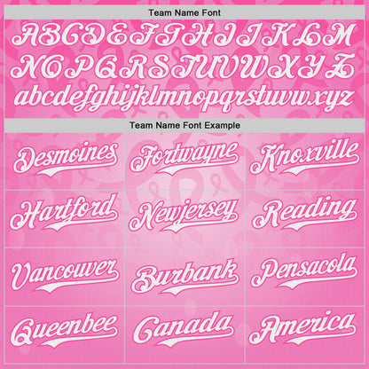Custom Pink-White Breast Cancer Awareness Pink Ribbon Support Authentic Baseball Jersey
