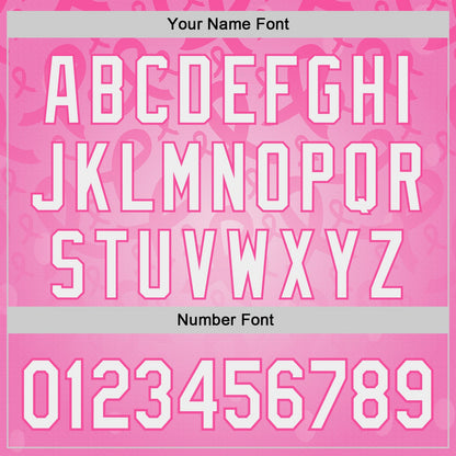 Custom Pink-White Breast Cancer Awareness Pink Ribbon Support Authentic Baseball Jersey
