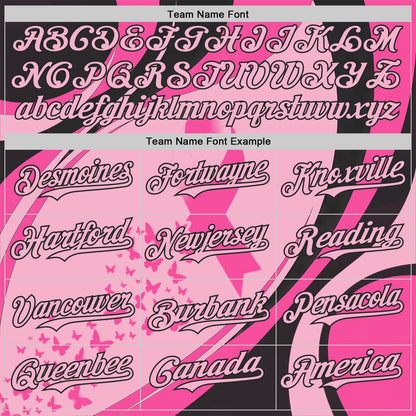 Custom Light Pink-Black Breast Cancer Awareness Pink Ribbon Butterfly Authentic Baseball Jersey