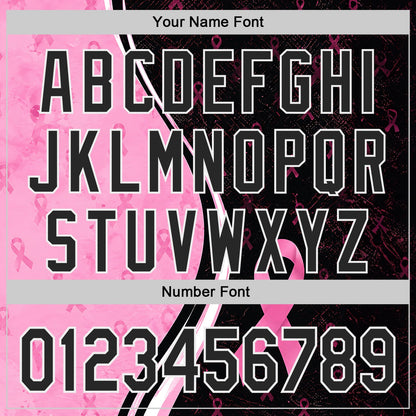 Custom Black Pink-White Breast Cancer Awareness Pink Ribbon Authentic Baseball Jersey