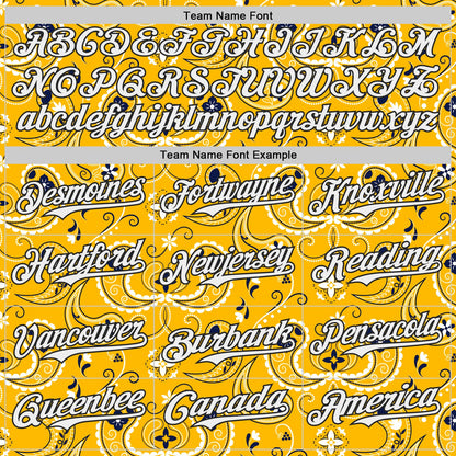 Custom Gold White-Black Burning Man Paisley Bandana Rave Authentic Baseball Jersey
