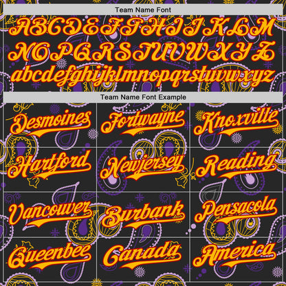 Custom Black Gold Purple-Red Burning Man Paisley Bandana Rave Authentic Baseball Jersey