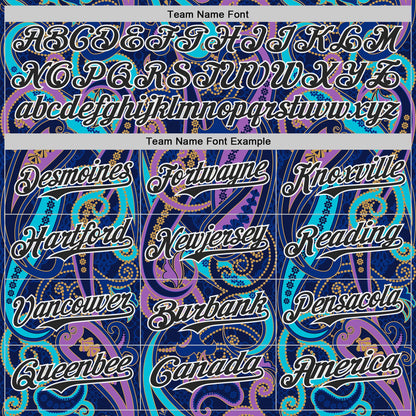 Custom Navy Black Purple Blue-White Burning Man Paisley Bandana Rave Authentic Baseball Jersey