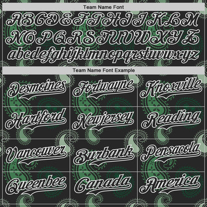 Custom Black Green-White Burning Man Paisley Bandana Rave Authentic Baseball Jersey