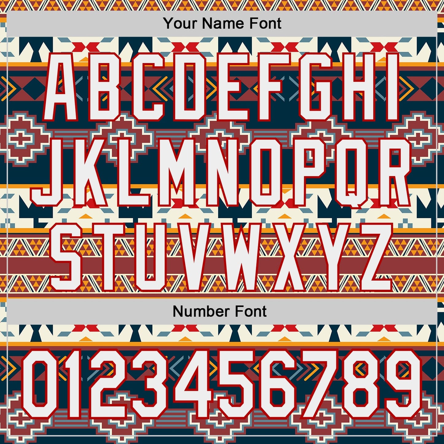 Custom Navy White Yellow-Red Burning Man Aztec Tribal Geometric Authentic Baseball Jersey