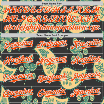 Custom Black Orange Yellow Green-White Burning Man Paisley Bandana Rave Authentic Baseball Jersey
