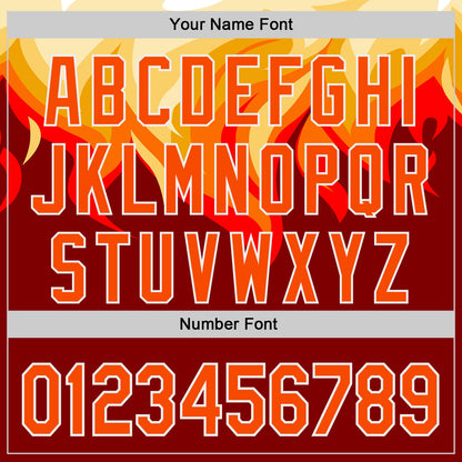 Custom Red Orange Yellow-White Burning Man Fire Desert Authentic Baseball Jersey