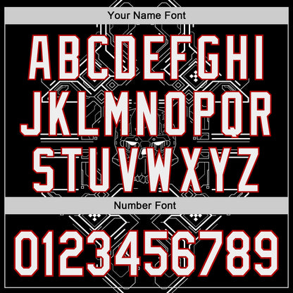 Custom Black White-Red Cyberpunk Futuristic Rave Authentic Baseball Jersey