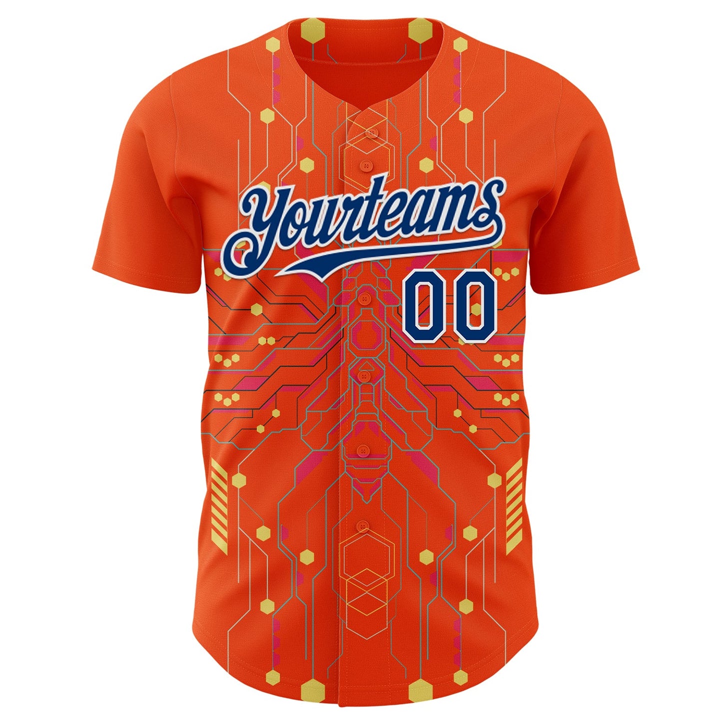 Custom Orange US Navy Blue Gold-White Cyberpunk Futuristic Rave Authentic Baseball Jersey