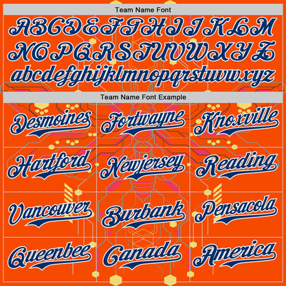 Custom Orange US Navy Blue Gold-White Cyberpunk Futuristic Rave Authentic Baseball Jersey