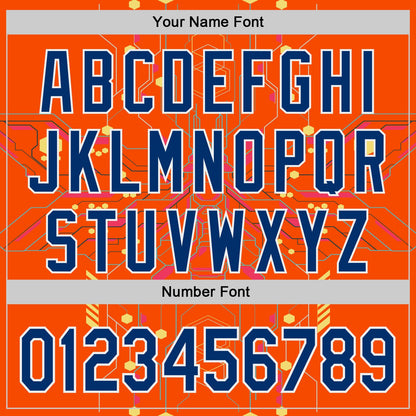 Custom Orange US Navy Blue Gold-White Cyberpunk Futuristic Rave Authentic Baseball Jersey