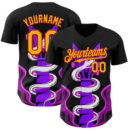 Custom Black Gold Purple Pink-Red Psychedelic Music Festival Rave Authentic Baseball Jersey
