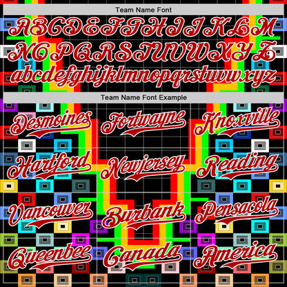 Custom Black Red-White Vaporwave Pixel Geometric Authentic Baseball Jersey