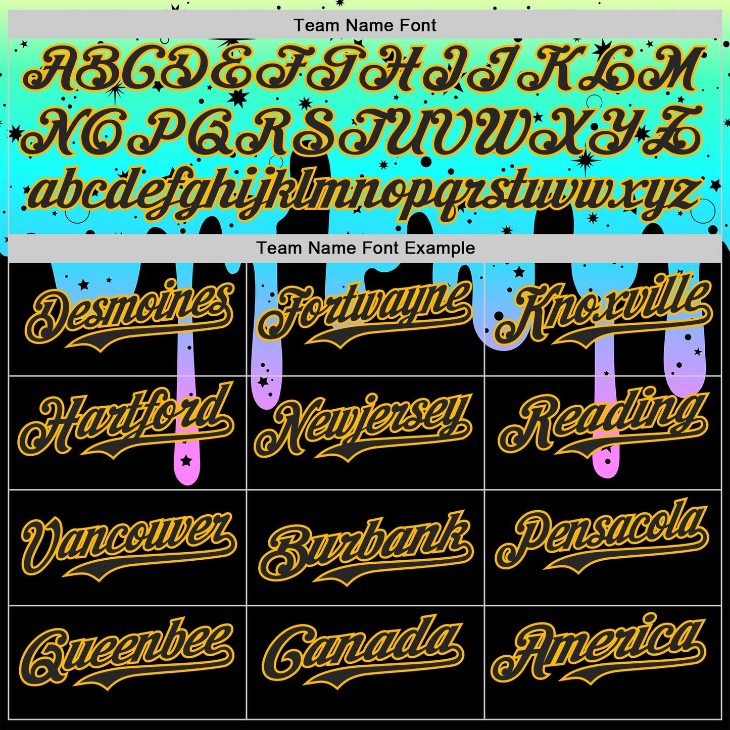 Custom Black Green-Gold Psychedelic Starry Melting Dripping Authentic Baseball Jersey