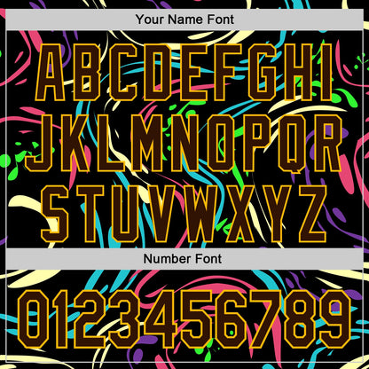 Custom Black Brown-Gold Burning Man Trippy Fluid Liquid Authentic Baseball Jersey
