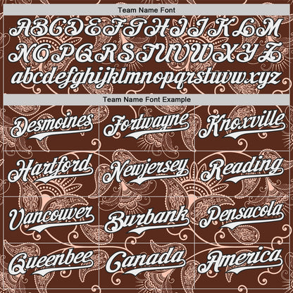 Custom Brown White-Black Burning Man Paisley Bandana Rave Authentic Baseball Jersey
