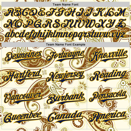Custom White Navy-Gold Burning Man Boho Paisley Bandana Rave Authentic Baseball Jersey