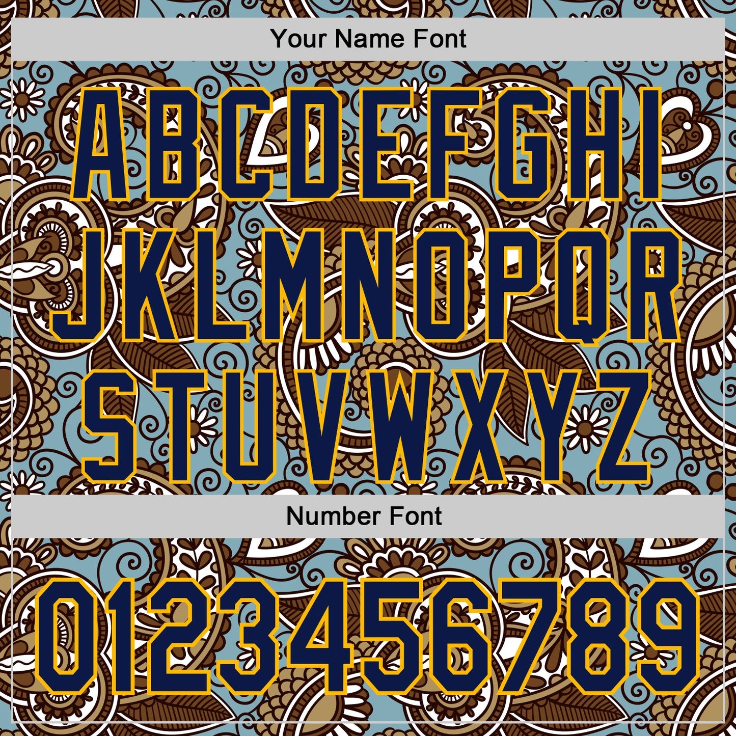 Custom Blue Navy-Gold Burning Man Paisley Bandana Rave Authentic Baseball Jersey