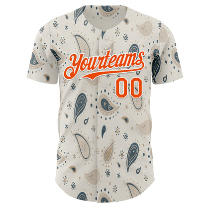 Custom White-Orange Burning Man Paisley Bandana Rave Authentic Baseball Jersey