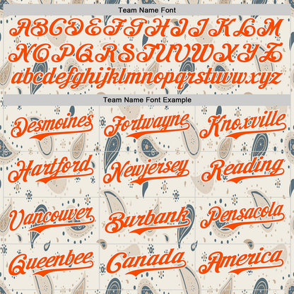 Custom White-Orange Burning Man Paisley Bandana Rave Authentic Baseball Jersey