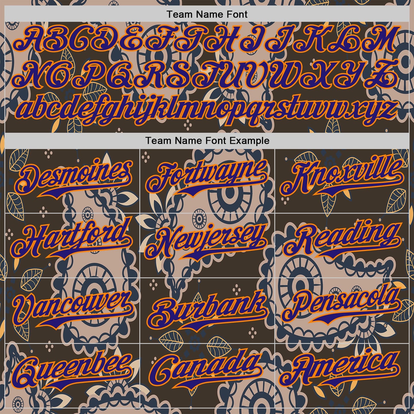 Custom Brown Dark Purple-Bay Orange Burning Man Paisley Bandana Rave Authentic Baseball Jersey