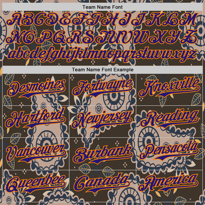 Custom Brown Dark Purple-Bay Orange Burning Man Paisley Bandana Rave Authentic Baseball Jersey