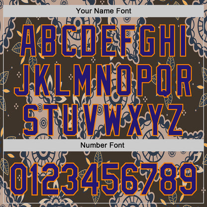 Custom Brown Dark Purple-Bay Orange Burning Man Paisley Bandana Rave Authentic Baseball Jersey