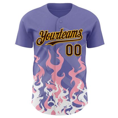 Custom Purple Brown Pink-Gold Burning Man Fire Desert Authentic Baseball Jersey
