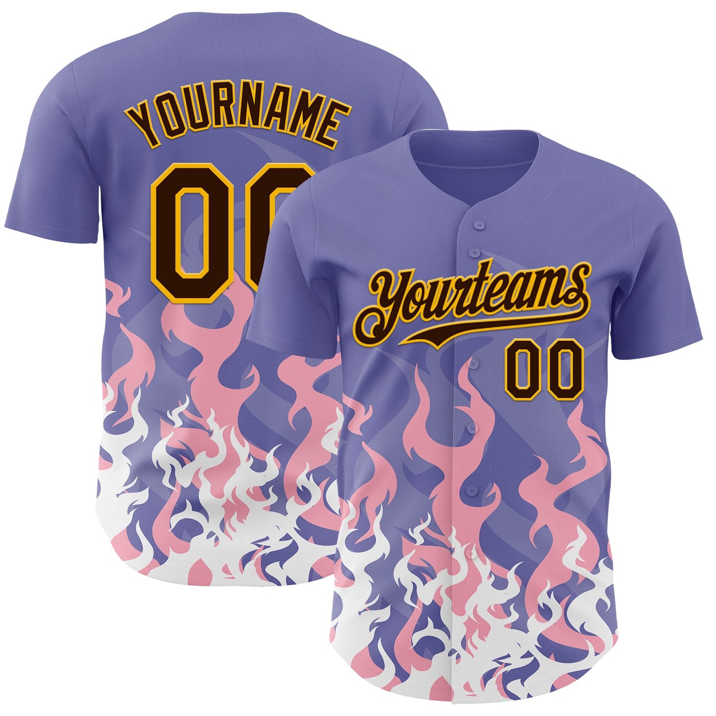 Custom Purple Brown Pink-Gold Burning Man Fire Desert Authentic Baseball Jersey