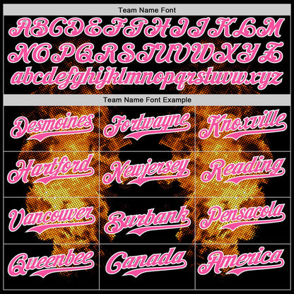 Custom Black Pink Yellow-White Burning Man Fire Authentic Baseball Jersey