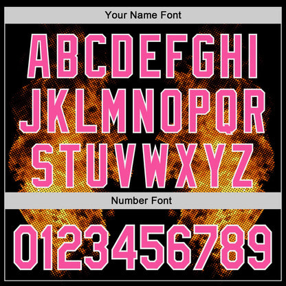 Custom Black Pink Yellow-White Burning Man Fire Authentic Baseball Jersey