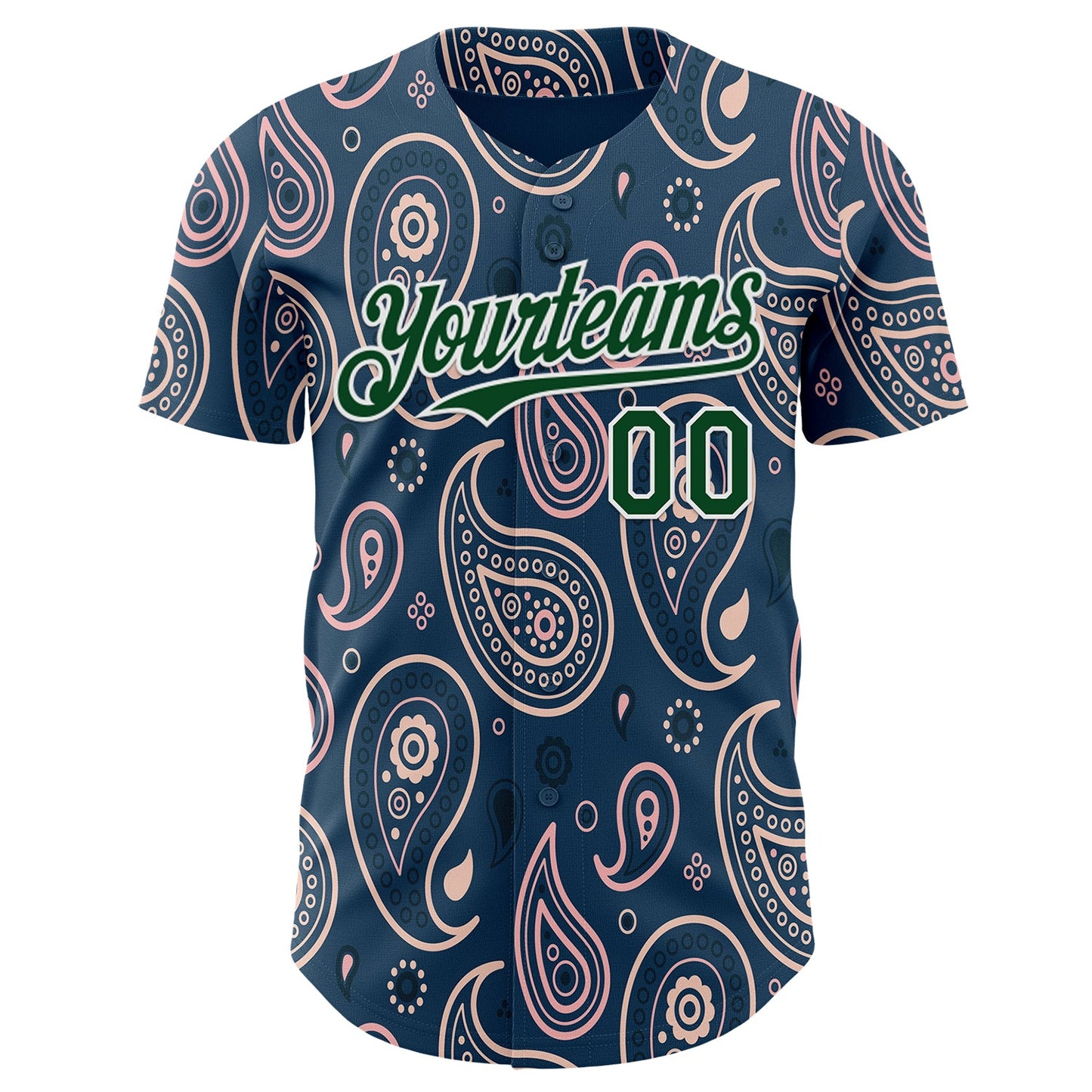 Custom Blue Green-White Burning Man Paisley Bandana Rave Authentic Baseball Jersey