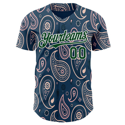 Custom Blue Green-White Burning Man Paisley Bandana Rave Authentic Baseball Jersey
