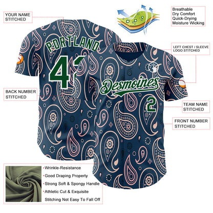 Custom Blue Green-White Burning Man Paisley Bandana Rave Authentic Baseball Jersey
