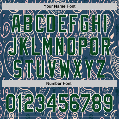 Custom Blue Green-White Burning Man Paisley Bandana Rave Authentic Baseball Jersey