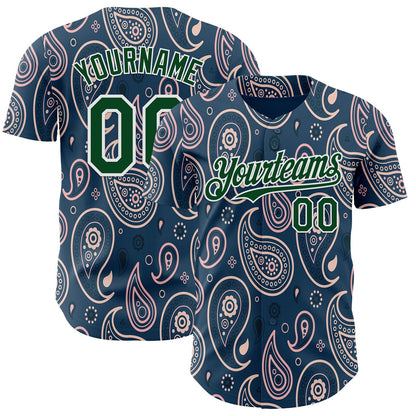 Custom Blue Green-White Burning Man Paisley Bandana Rave Authentic Baseball Jersey