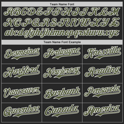 Custom Black USA Flag Camo White-Olive Gradient Digital Camouflage Stars & Stripes Two Tone Authentic Baseball Jersey