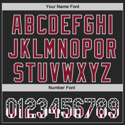 Custom Black USA Flag Camo White-Crimson Gradient Digital Camouflage Stars & Stripes Two Tone Authentic Baseball Jersey