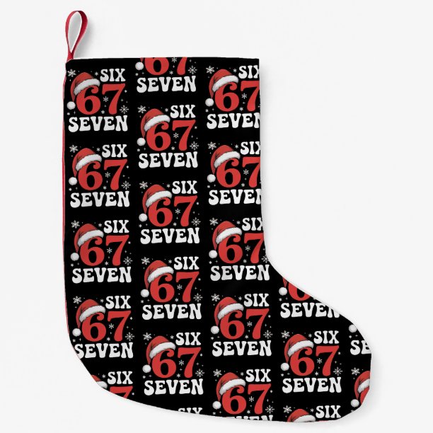 67 Santa Hat Christmas Six Seven Funny Sayings Small Christmas Stocking