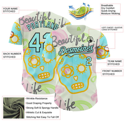 Custom Cream Ice Blue-Black Damiano Fasso Beautiful Life Authentic Baseball Jersey