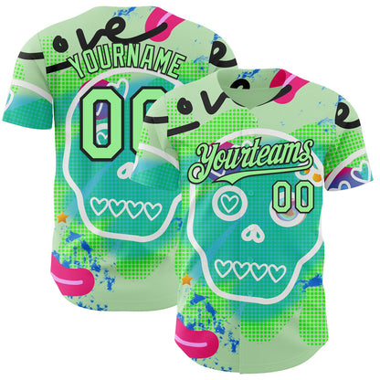 Custom Green Pea Green-Black Damiano Fasso Beautiful Life Authentic Baseball Jersey