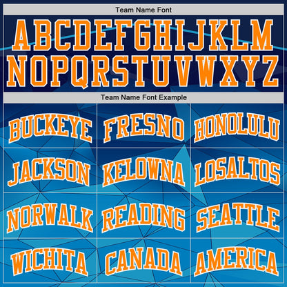 Custom Blue Bay Orange-White Diamond Shapes Geometric Gradient Round Neck Sublimation Basketball Uniform Jersey