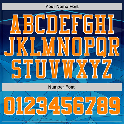 Custom Blue Bay Orange-White Diamond Shapes Geometric Gradient Round Neck Sublimation Basketball Uniform Jersey