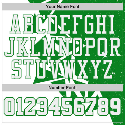 Custom White-Grass Green Triangle Shapes Geometric Round Neck Sublimation Basketball Uniform Jersey